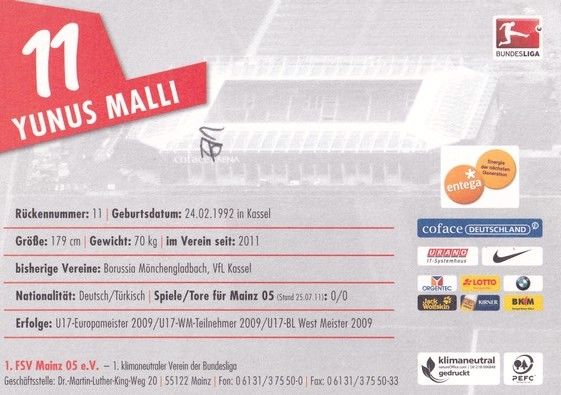 Autogramm Fussball | FSV Mainz 05 | 2011 | Yunus MALLI