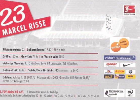 Autogramm Fussball | FSV Mainz 05 | 2011 | Marcel RISSE