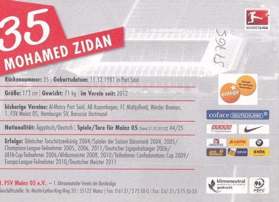 Autogramm Fussball | FSV Mainz 05 | 2011 | Mohamed ZIDAN