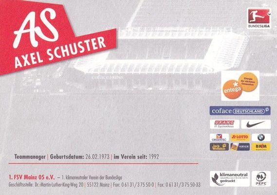 Autogramm Fussball | FSV Mainz 05 | 2011 | Axel SCHUSTER