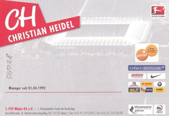 Autogramm Fussball | FSV Mainz 05 | 2011 | Christian HEIDEL
