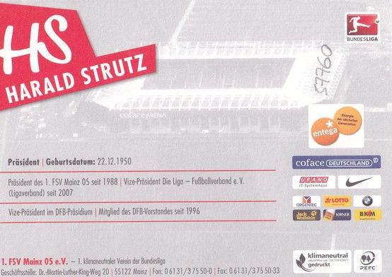 Autogramm Fussball | FSV Mainz 05 | 2011 | Harald STRUTZ