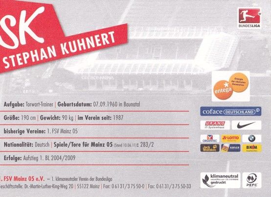 Autogramm Fussball | FSV Mainz 05 | 2011 | Stephan KUHNERT