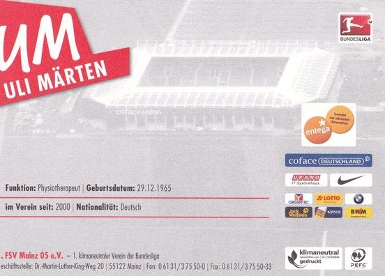 Autogramm Fussball | FSV Mainz 05 | 2011 | Uli MÄRTEN