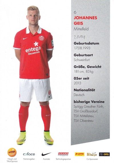 Autogramm Fussball | FSV Mainz 05 | 2014 | Johannes GEIS