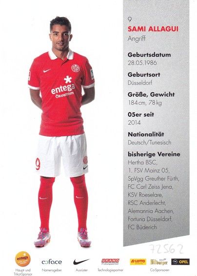 Autogramm Fussball | FSV Mainz 05 | 2014 | Sami ALLAGUI