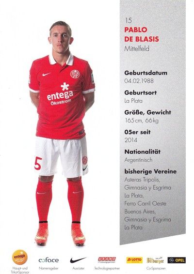 Autogramm Fussball | FSV Mainz 05 | 2014 | Pablo DE BLASIS