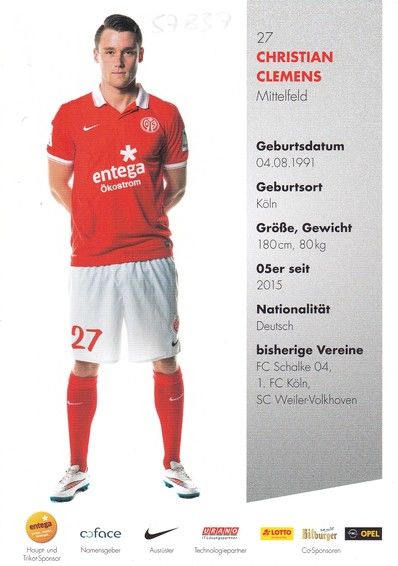 Autogramm Fussball | FSV Mainz 05 | 2014 | Christian CLEMENS