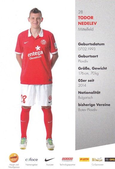 Autogramm Fussball | FSV Mainz 05 | 2014 | Todor NEDELEV