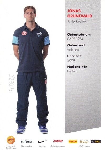 Autogramm Fussball | FSV Mainz 05 | 2014 | Jonas GRÜNEWALD
