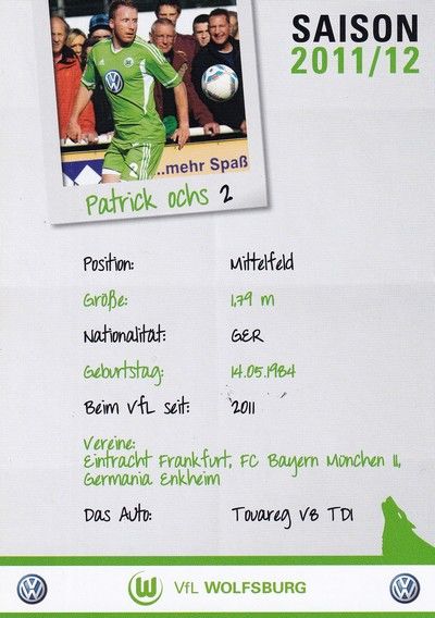 Autogramm Fussball | VfL Wolfsburg | 2011 | Patrick OCHS
