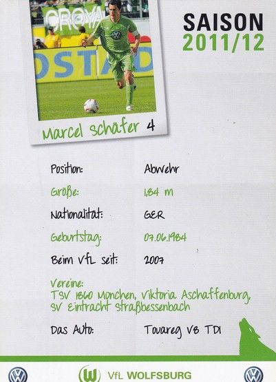 Autogramm Fussball | VfL Wolfsburg | 2011 | Marcel SCHÄFER