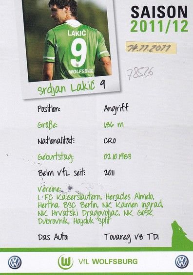 Autogramm Fussball | VfL Wolfsburg | 2011 | Srdjan LAKIC