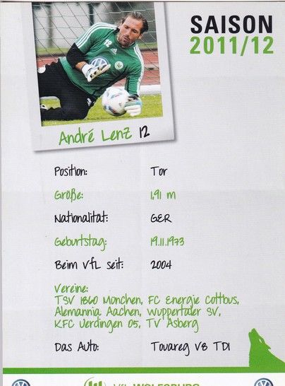 Autogramm Fussball | VfL Wolfsburg | 2011 | Andre LENZ