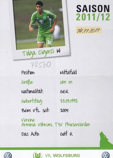 Autogramm Fussball | VfL Wolfsburg | 2011 | Tolga CIGERCI