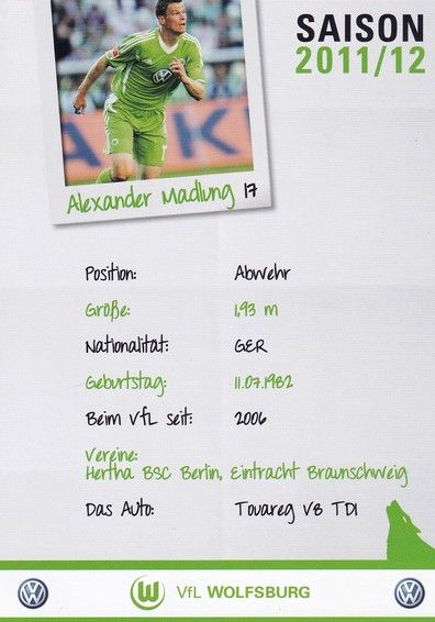Autogramm Fussball | VfL Wolfsburg | 2011 | Alexander MADLUNG