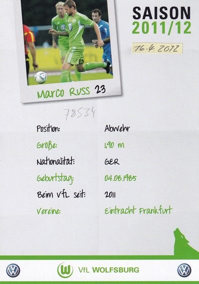 Autogramm Fussball | VfL Wolfsburg | 2011 | Marco RUSS