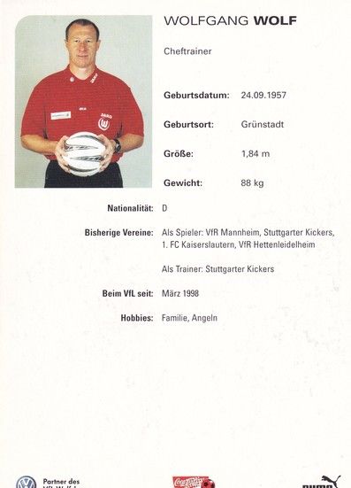 Autogramm Fussball | VfL Wolfsburg | 2002 | Wolfgang WOLF