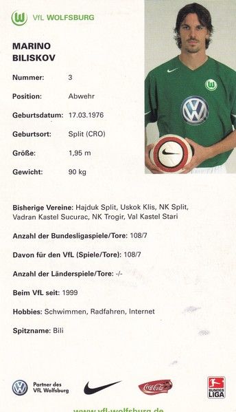 Autogramm Fussball | VfL Wolfsburg | 2004 | Marino BILISKOV