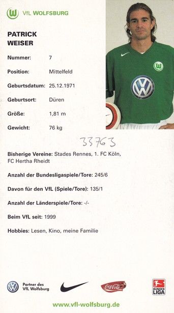 Autogramm Fussball | VfL Wolfsburg | 2004 | Patrick WEISER