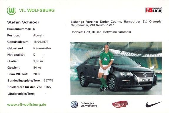 Autogramm Fussball | VfL Wolfsburg | 2005 | Stefan SCHNOOR