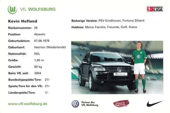 Autogramm Fussball | VfL Wolfsburg | 2005 | Kevin HOFLAND