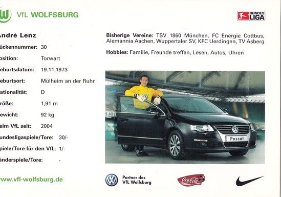 Autogramm Fussball | VfL Wolfsburg | 2005 | Andre LENZ 