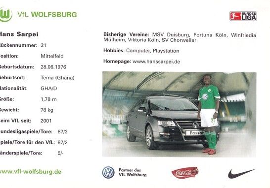 Autogramm Fussball | VfL Wolfsburg | 2005 | Hans SARPEI