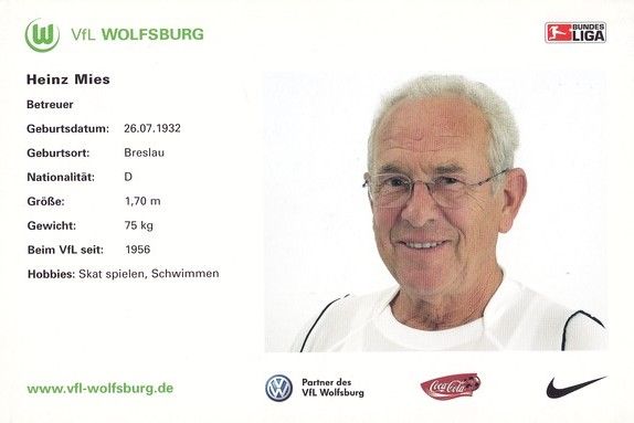 Autogramm Fussball | VfL Wolfsburg | 2005 | Heinz MIES