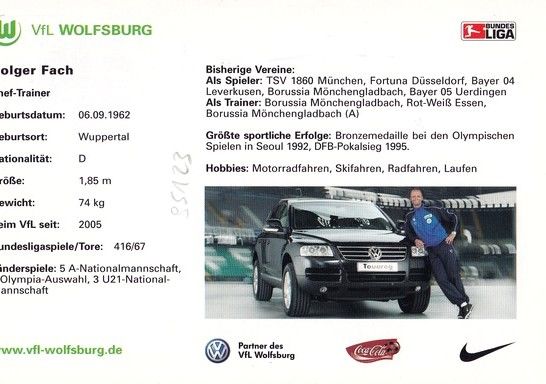 Autogramm Fussball | VfL Wolfsburg | 2005 | Holger FACH