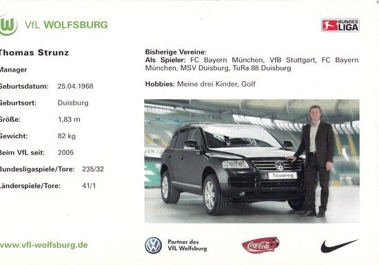 Autogramm Fussball | VfL Wolfsburg | 2005 | Thomas STRUNZ