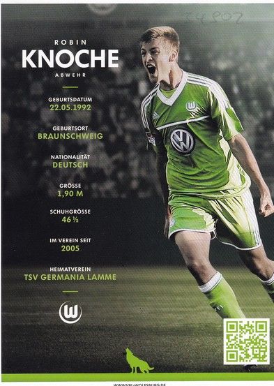 Autogramm Fussball | VfL Wolfsburg | 2012 | Robin KNOCHE