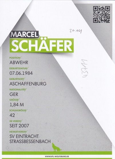 Autogramm Fussball | VfL Wolfsburg | 2014 | Marcel SCHÄFER