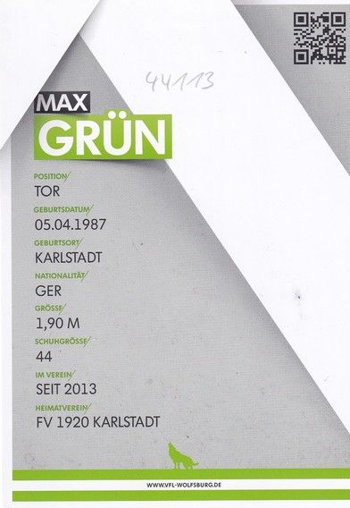 Autogramm Fussball | VfL Wolfsburg | 2014 | Max GRÜN