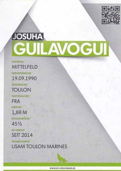 Autogramm Fussball | VfL Wolfsburg | 2014 | Josuha GUILAVOGUI