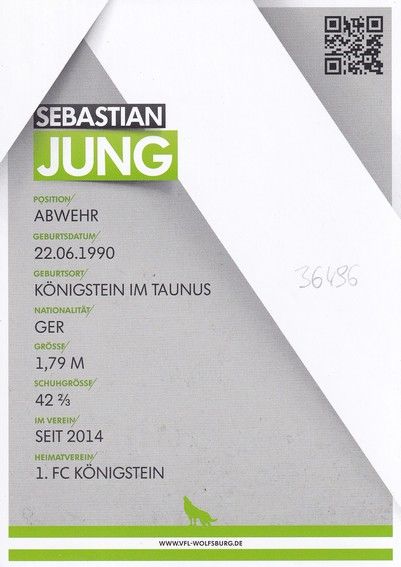 Autogramm Fussball | VfL Wolfsburg | 2014 | Sebastian JUNG