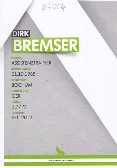 Autogramm Fussball | VfL Wolfsburg | 2014 | Dirk BREMSER