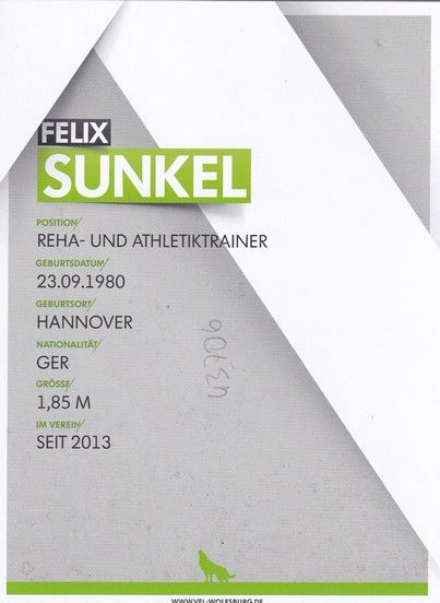 Autogramm Fussball | VfL Wolfsburg | 2014 | Felix SUNKEL