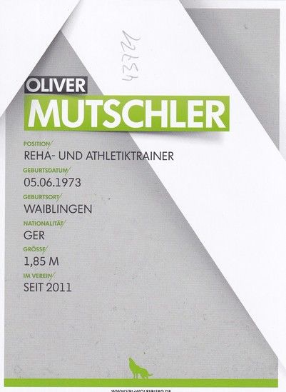 Autogramm Fussball | VfL Wolfsburg | 2014 | Oliver MUTSCHLER