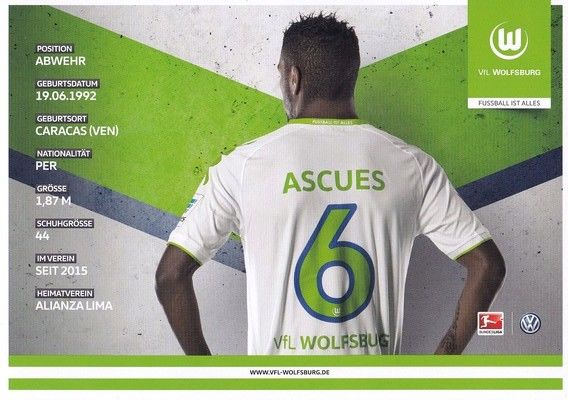 Autogramm Fussball | VfL Wolfsburg | 2015 | Carlos ASCUES