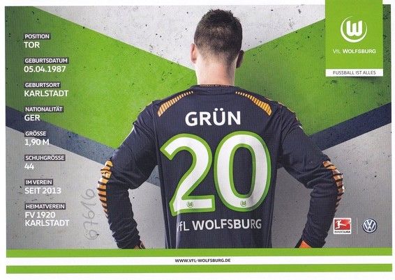 Autogramm Fussball | VfL Wolfsburg | 2015 | Max GRÜN