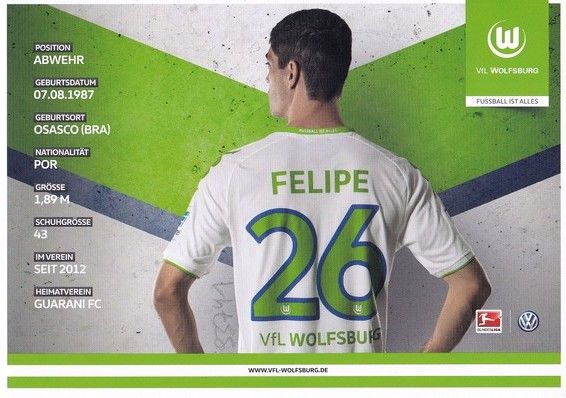 Autogramm Fussball | VfL Wolfsburg | 2015 | Felipe LOPES