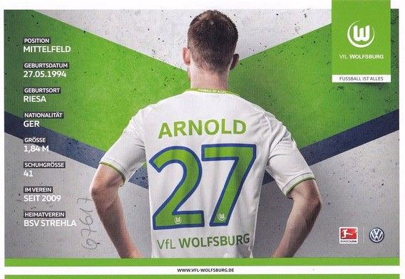 Autogramm Fussball | VfL Wolfsburg | 2015 | Maximilian ARNOLD