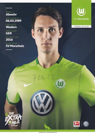 Autogramm Fussball | VfL Wolfsburg | 2016 | Philipp WOLLSCHEID