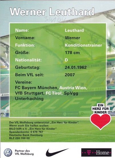 Autogramm Fussball | VfL Wolfsburg | 2008 | Werner LEUTHARD