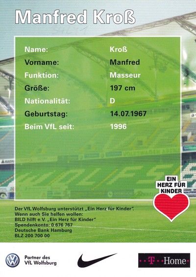Autogramm Fussball | VfL Wolfsburg | 2008 | Manfred KROSS