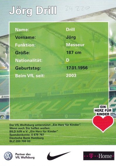 Autogramm Fussball | VfL Wolfsburg | 2008 | Jörg DRILL