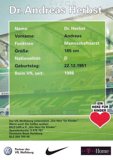 Autogramm Fussball | VfL Wolfsburg | 2008 | Andreas HERBST
