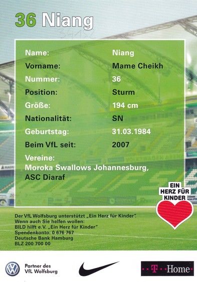 Autogramm Fussball | VfL Wolfsburg | 2008 | Mame Cheikh NIANG