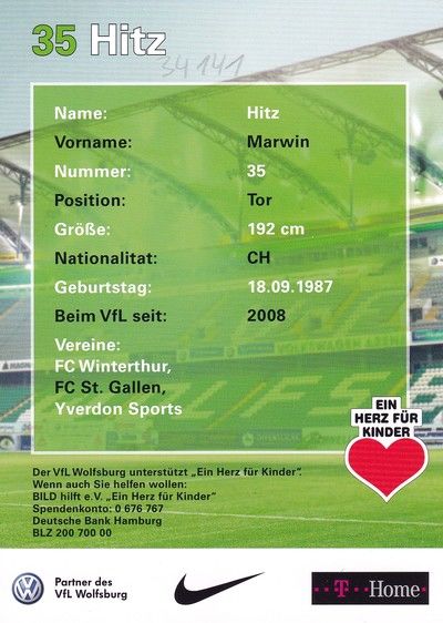 Autogramm Fussball | VfL Wolfsburg | 2008 | Marwin HITZ